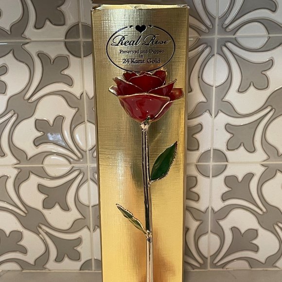 Steven Singer -24k Gold Dipped Red Rose - Picture 1 of 5